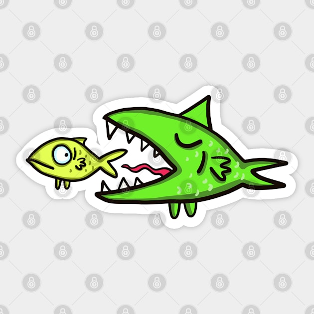 fish hunting Sticker by ThomaeArt